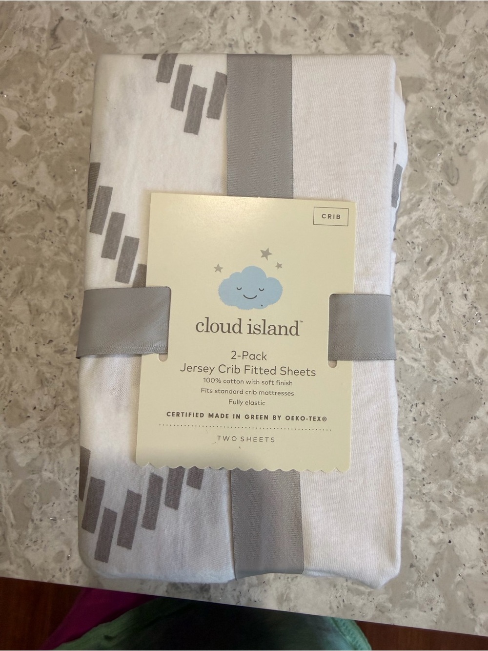 BUNDLE cloud island White and Gray Chevron Jersey Crib Sheet